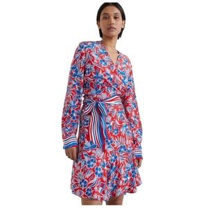 Nwt tommy hilfiger Floral Wrap Dress in Red and Blue size 2